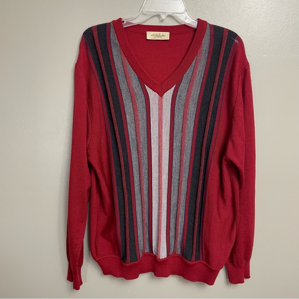 Montechiaro Made in Italy V neck Men's Sweater XL Merino wool